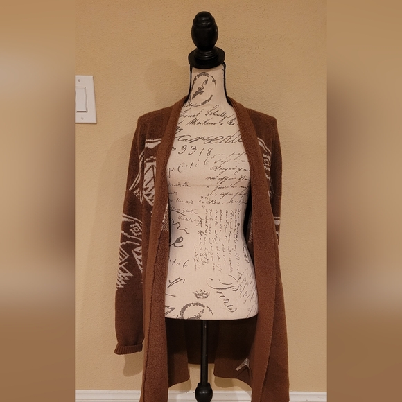 Elegant Brown Open-Front Cardigan - Picture 1 of 6